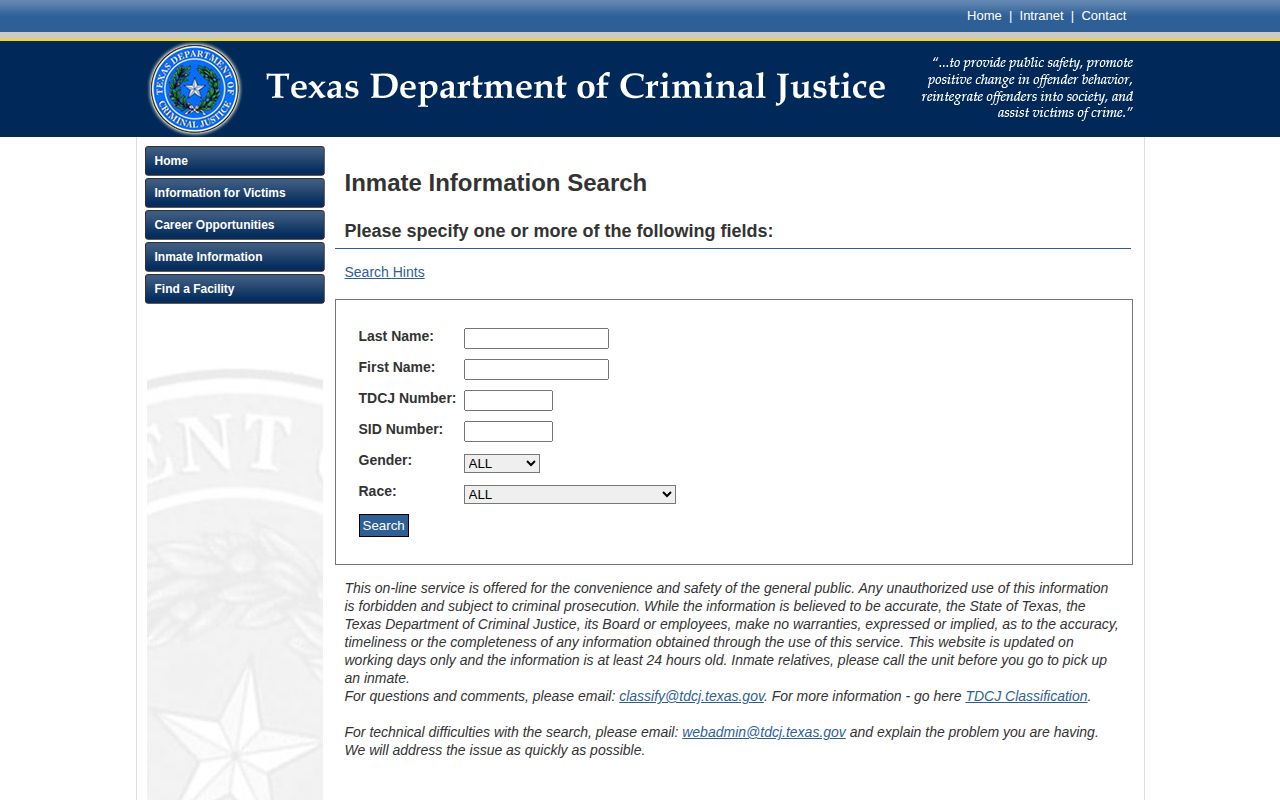 TDCJ offender search for Hunt County released inmates